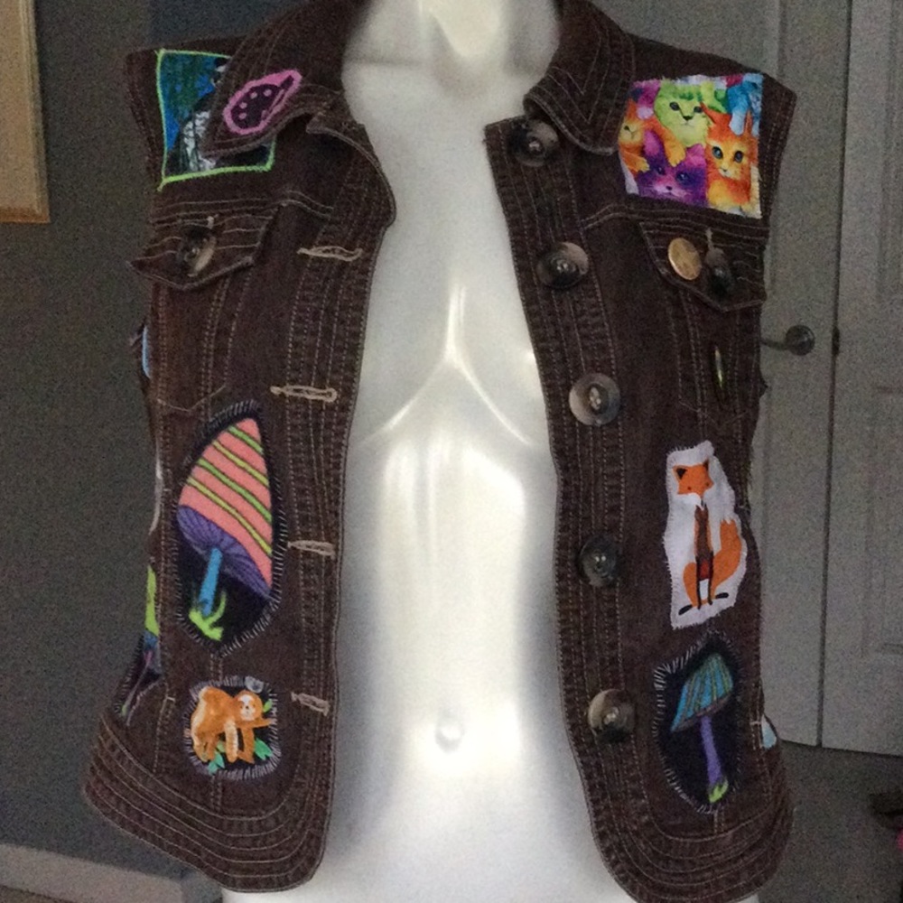 Upcycled Dressbarn brown denim vest